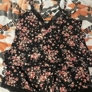 Marilyn Monroe Black and Pink Floral pj set
